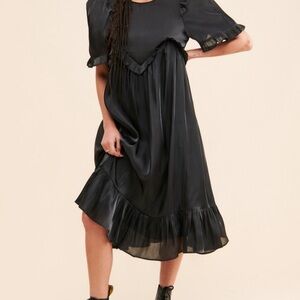 Midi Black Ruffle Dress